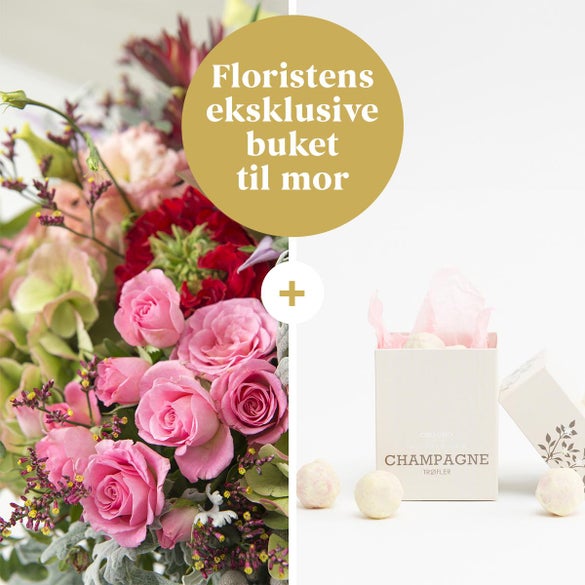 Floristens eksklusive buket til mor med champagnetrøfler